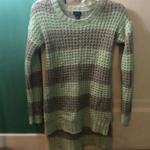 Teal and Gray Striped Sweater